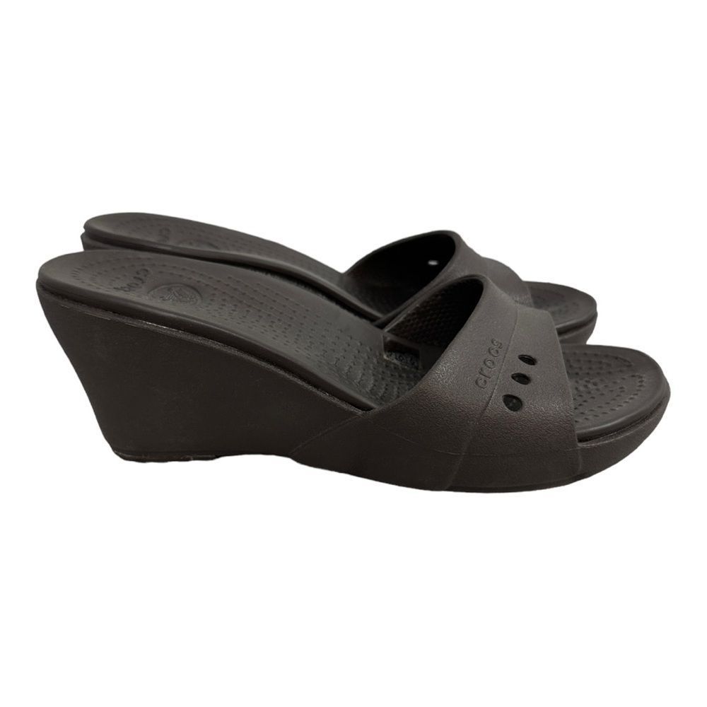CROCS Black Wedge Sandals
